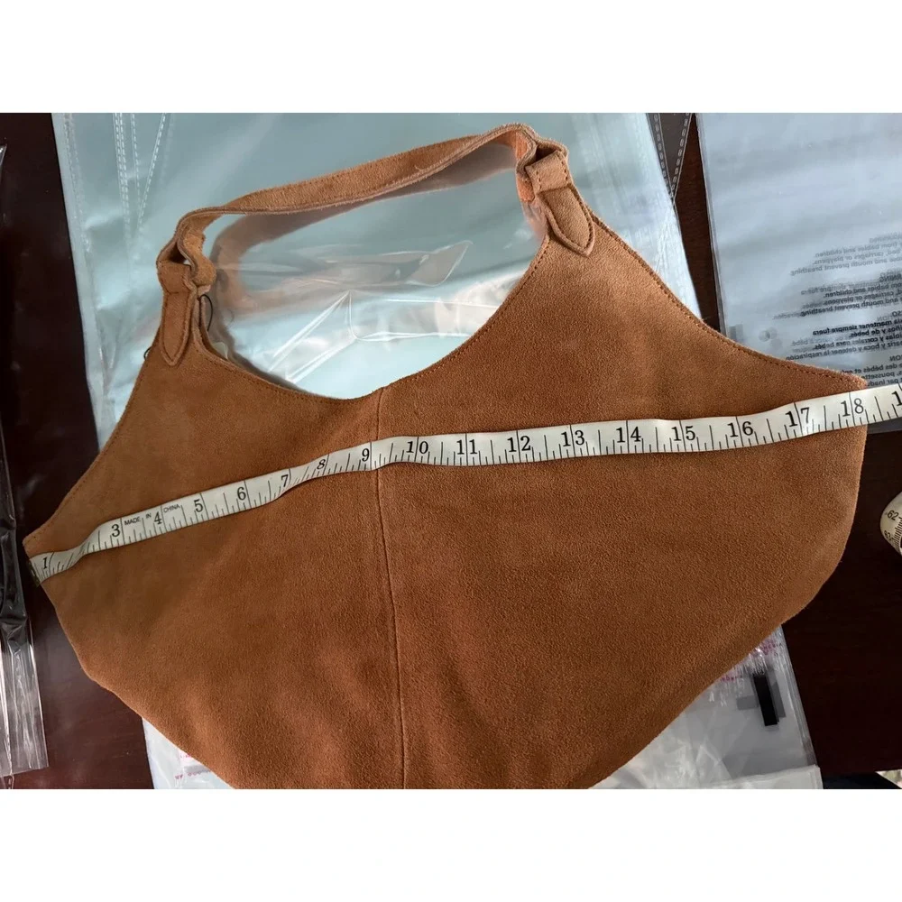 M.I.L.A Emma Bag Tan Brown Suede Leather Hobo Shoulder Bag Womens‎ MILA Handbag
